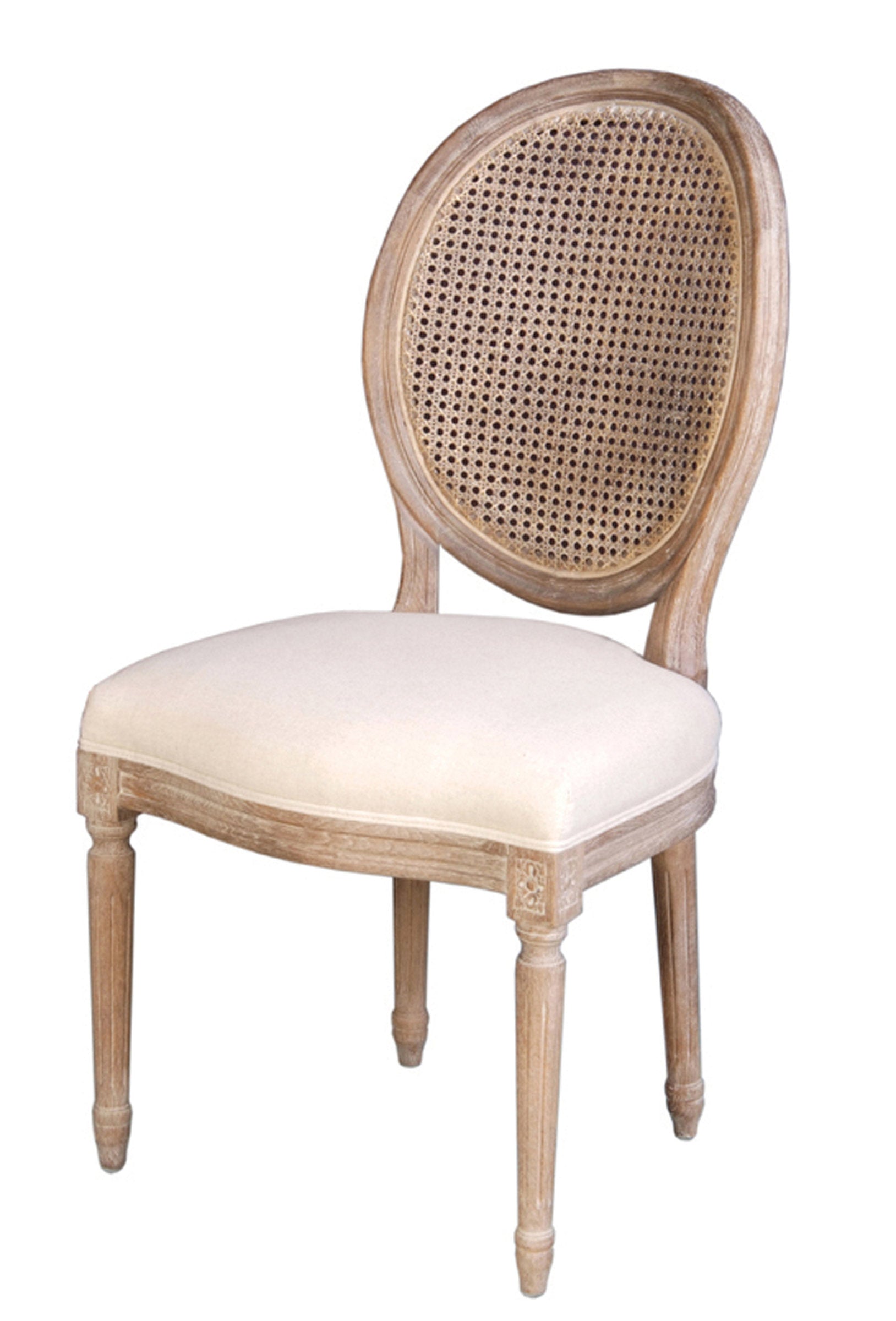 Napoleon Dining Chair W/ Cane Back - Antique Linen Set of 2