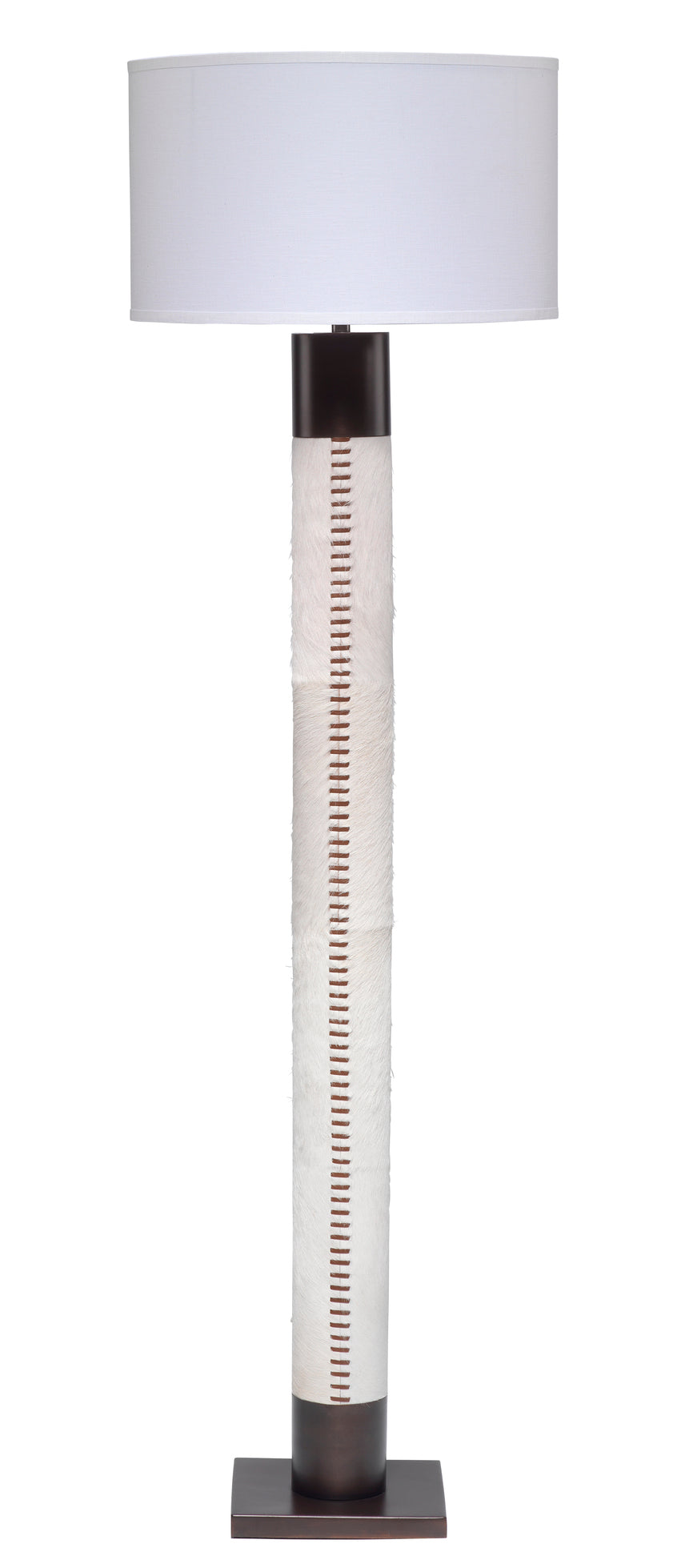 Sheridan Floor Lamp-White Hide and Oil Rubbed Bronze Metal