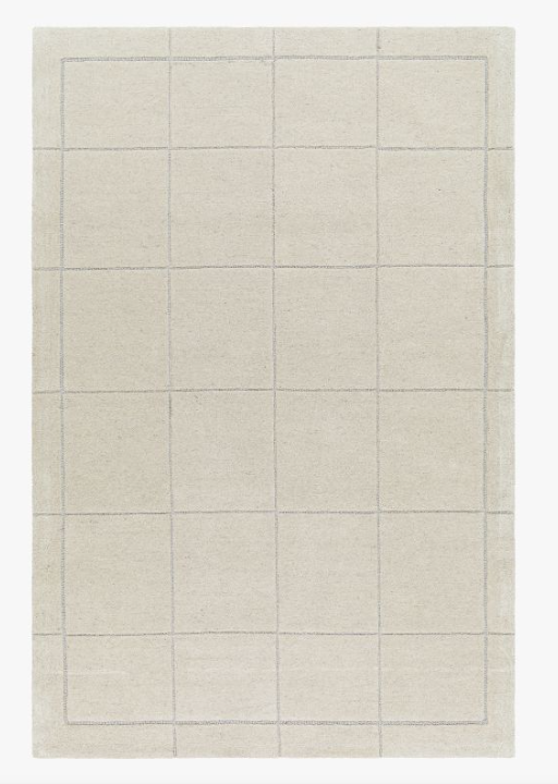 Timeless Minimalist Hand-Tufted Area Rug with Grid Pattern - 5' x 7'6\