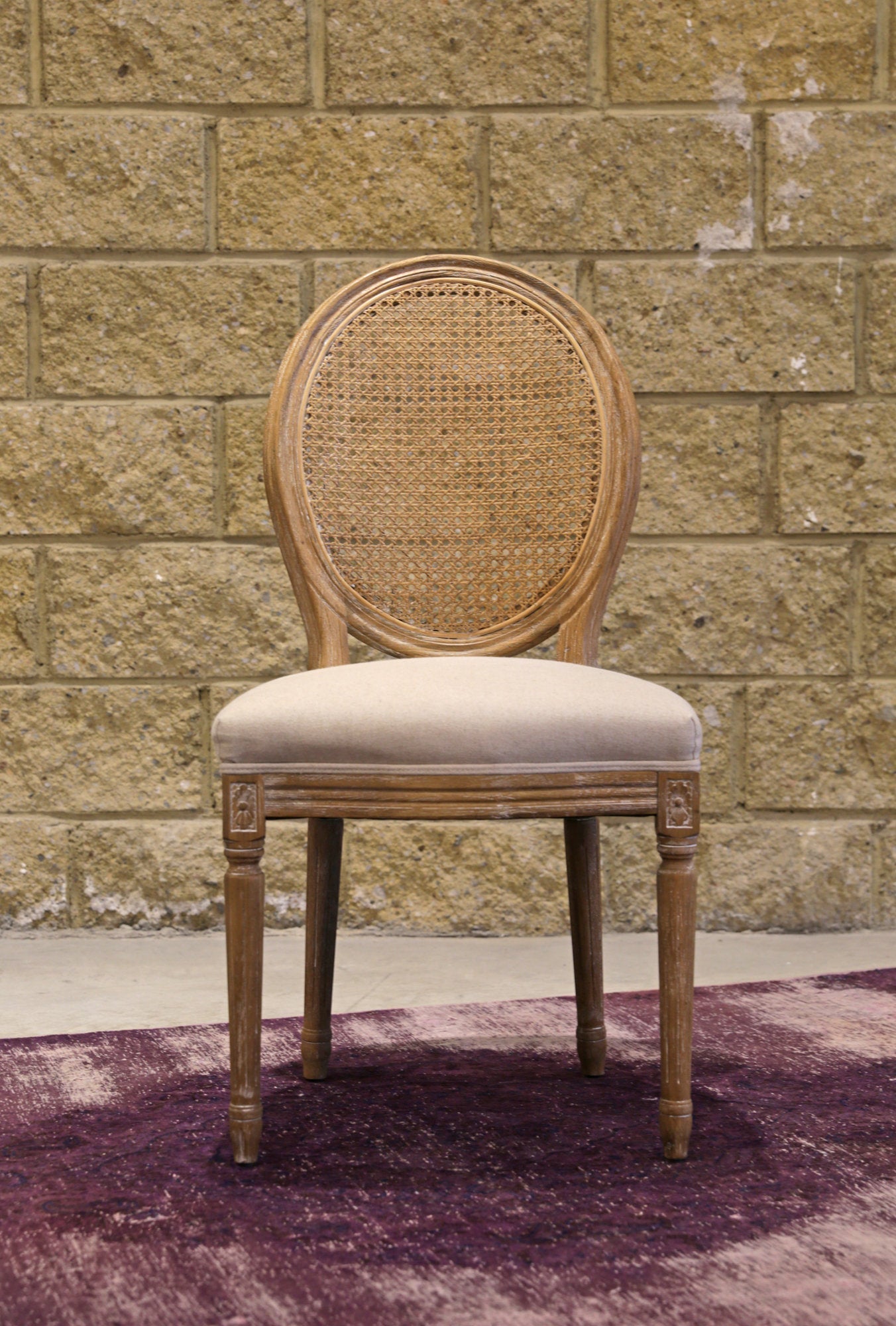 Napoleon Dining Chair W/ Cane Back - Antique Linen Set of 2