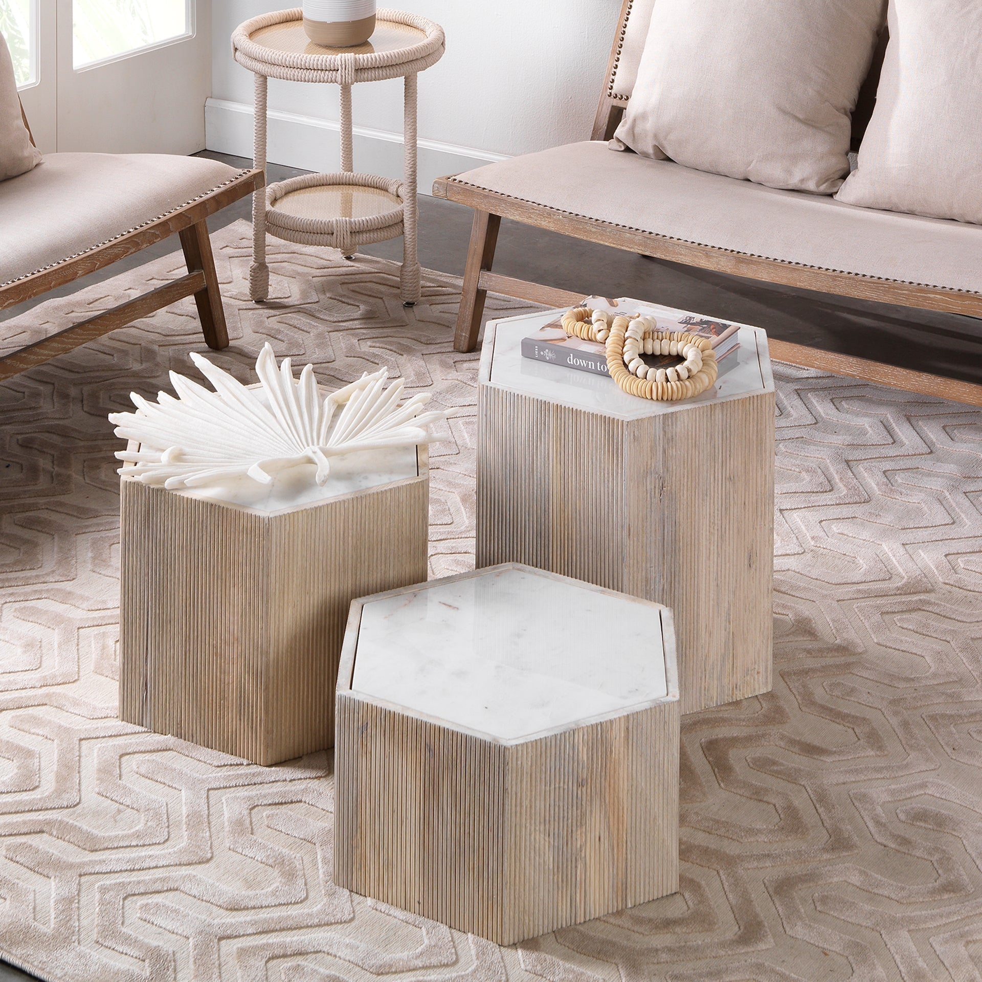 Argan Hexagon Table-Cream-20ARGA-MDWH