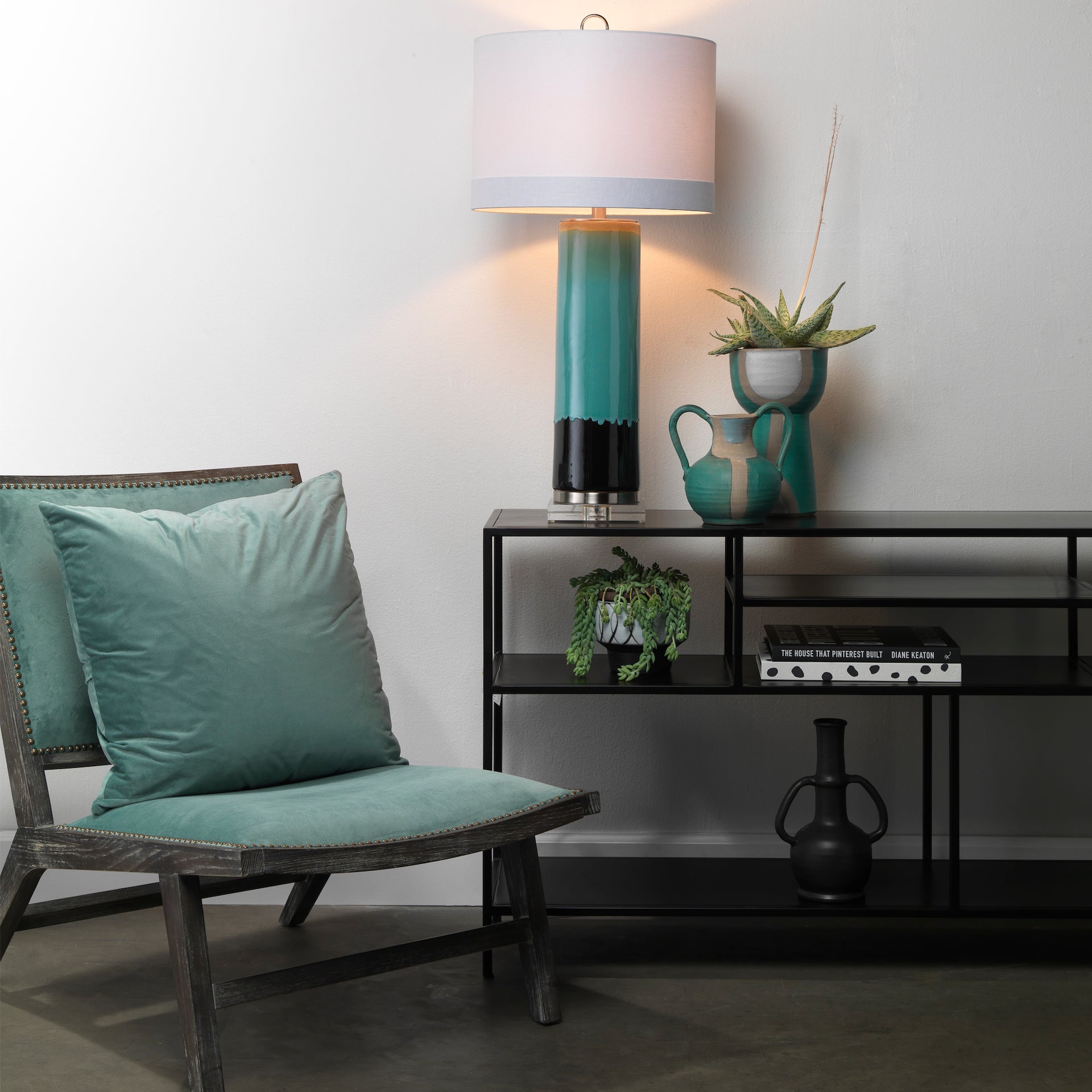 Element Shelved Console Table-Black