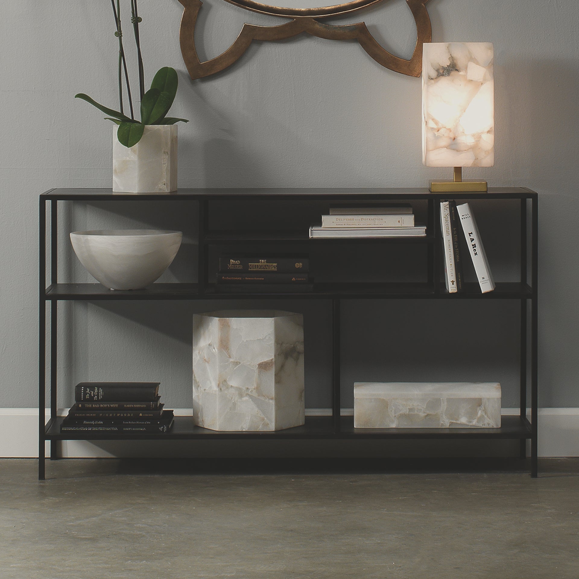 Element Shelved Console Table-Black