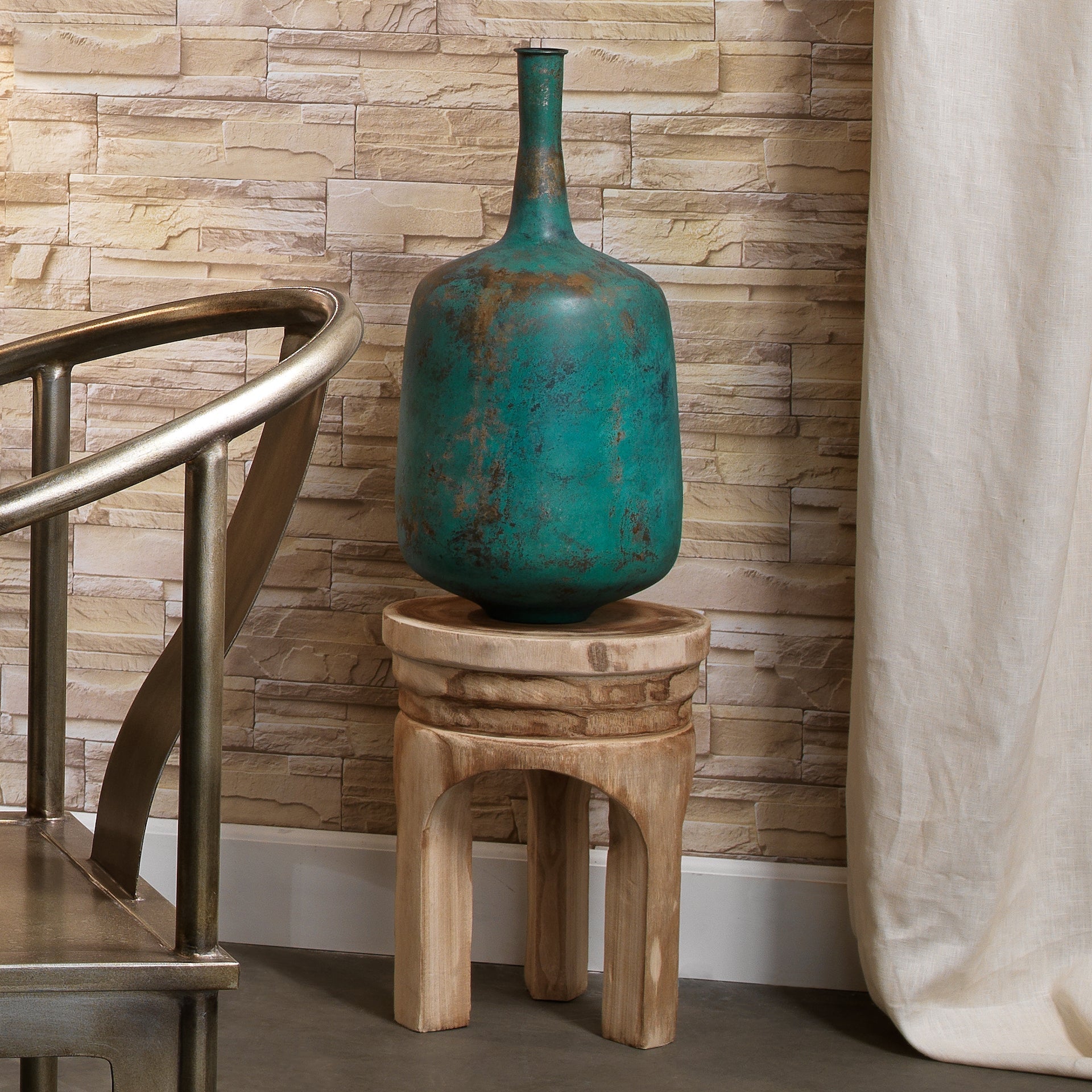Mesa Wooden Stool-Brown
