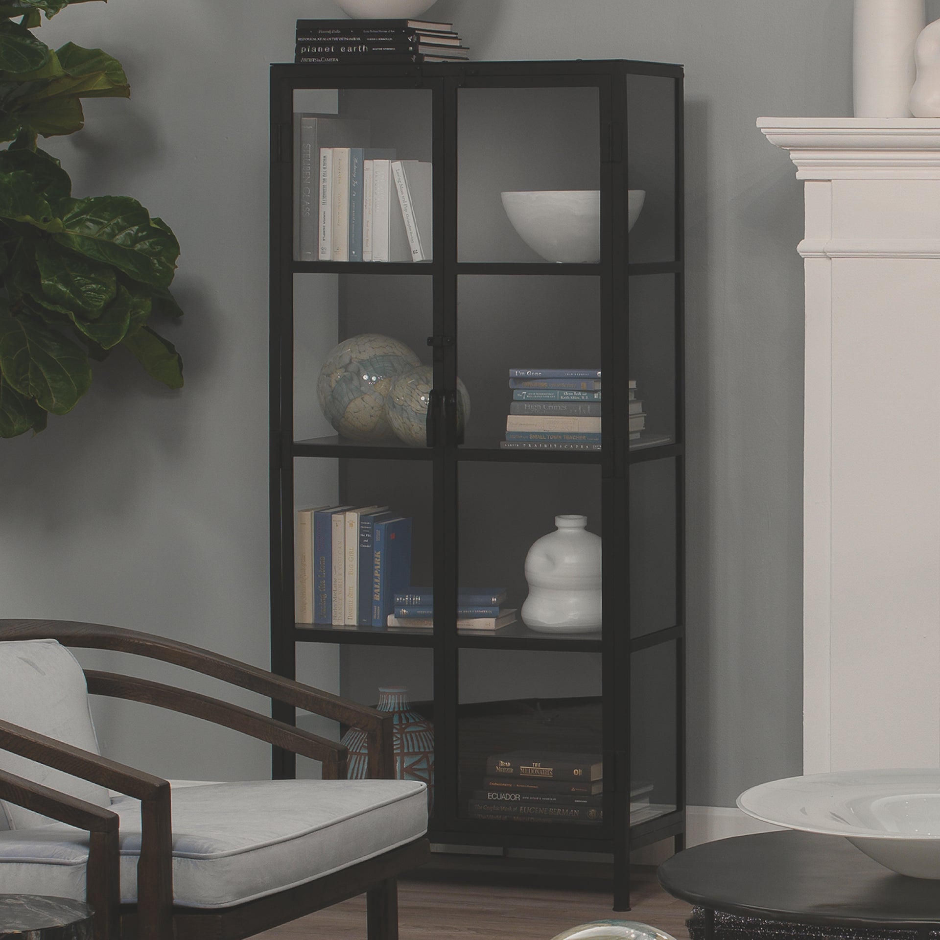 Union Tall Curio Cabinet-Black