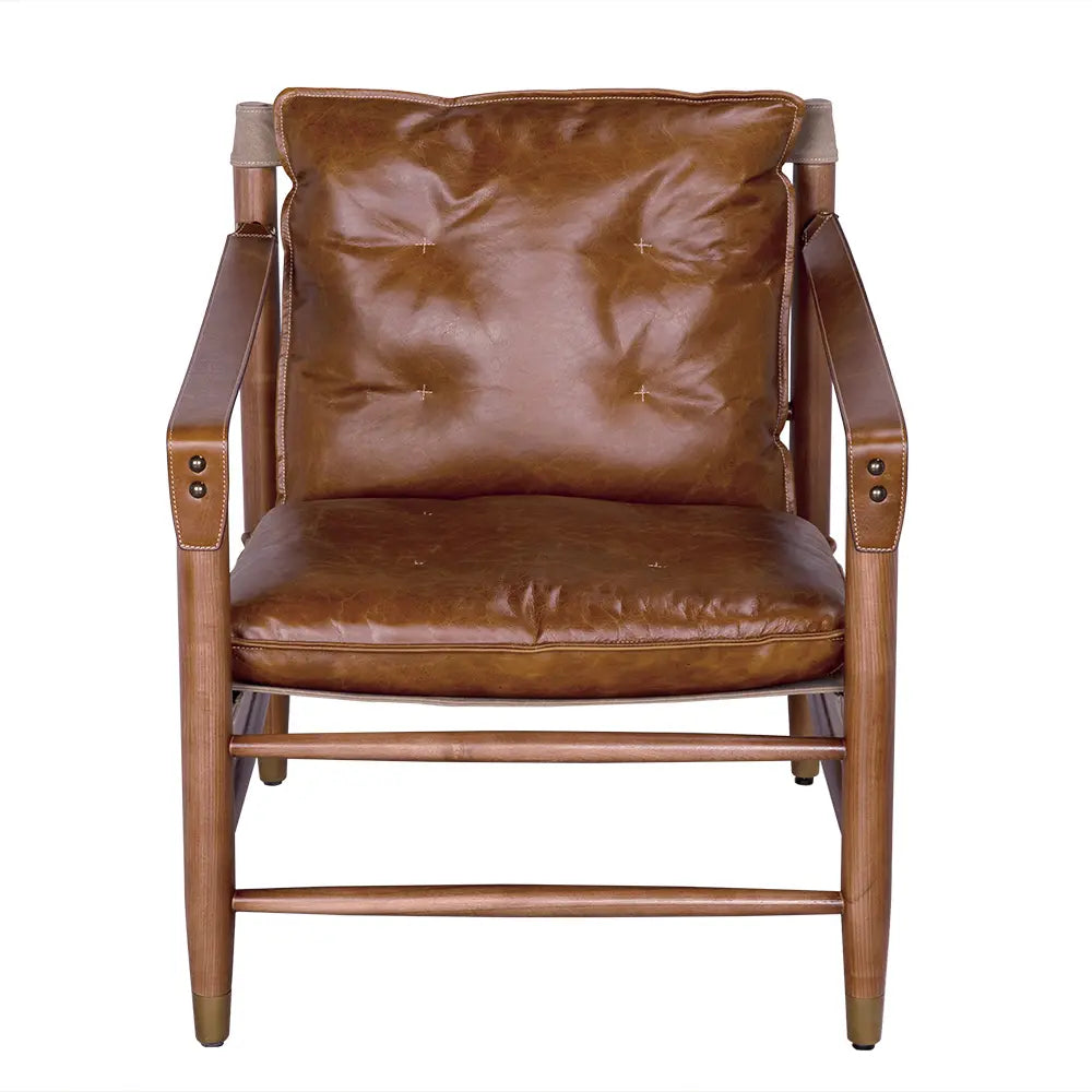 Luther Chair, Cuba Brown Leather with Canvas