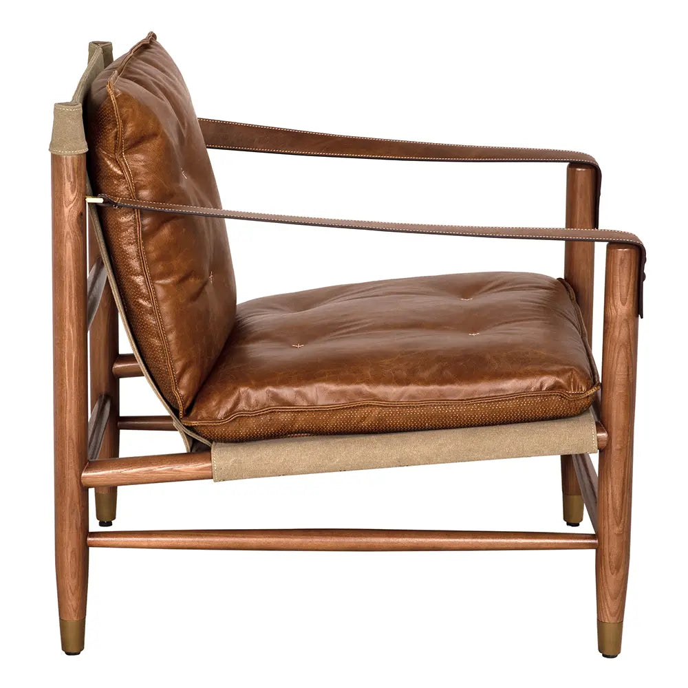Luther Chair, Cuba Brown Leather with Canvas