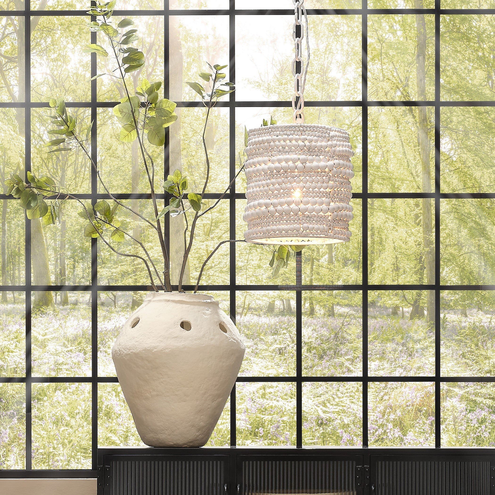 Strand Wood Beaded 1-Light Pendant