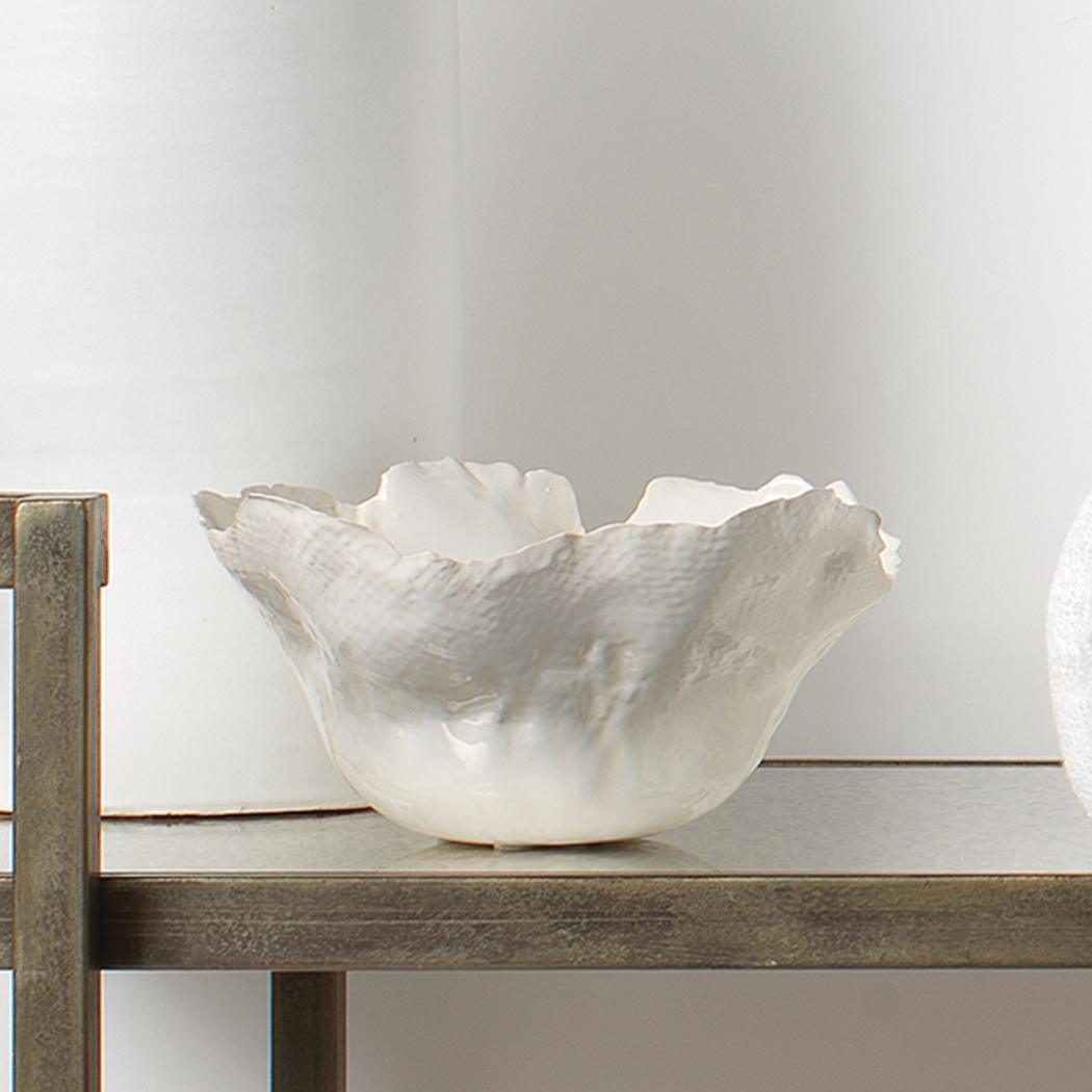 Fleur Ceramic Bowls, Set of 3-White