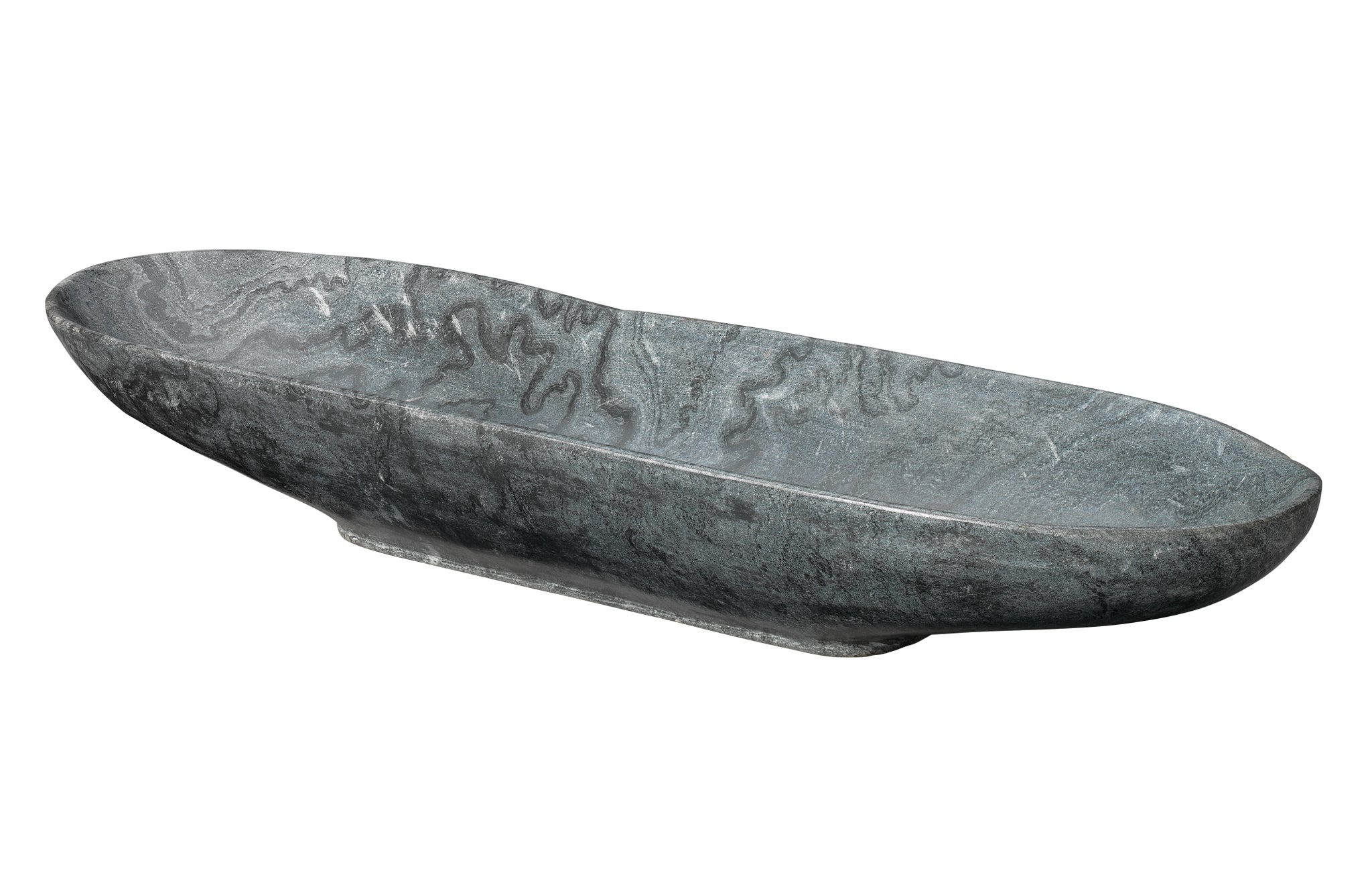 Long Oval Marble Bowl-Grey-7LONG-BOG