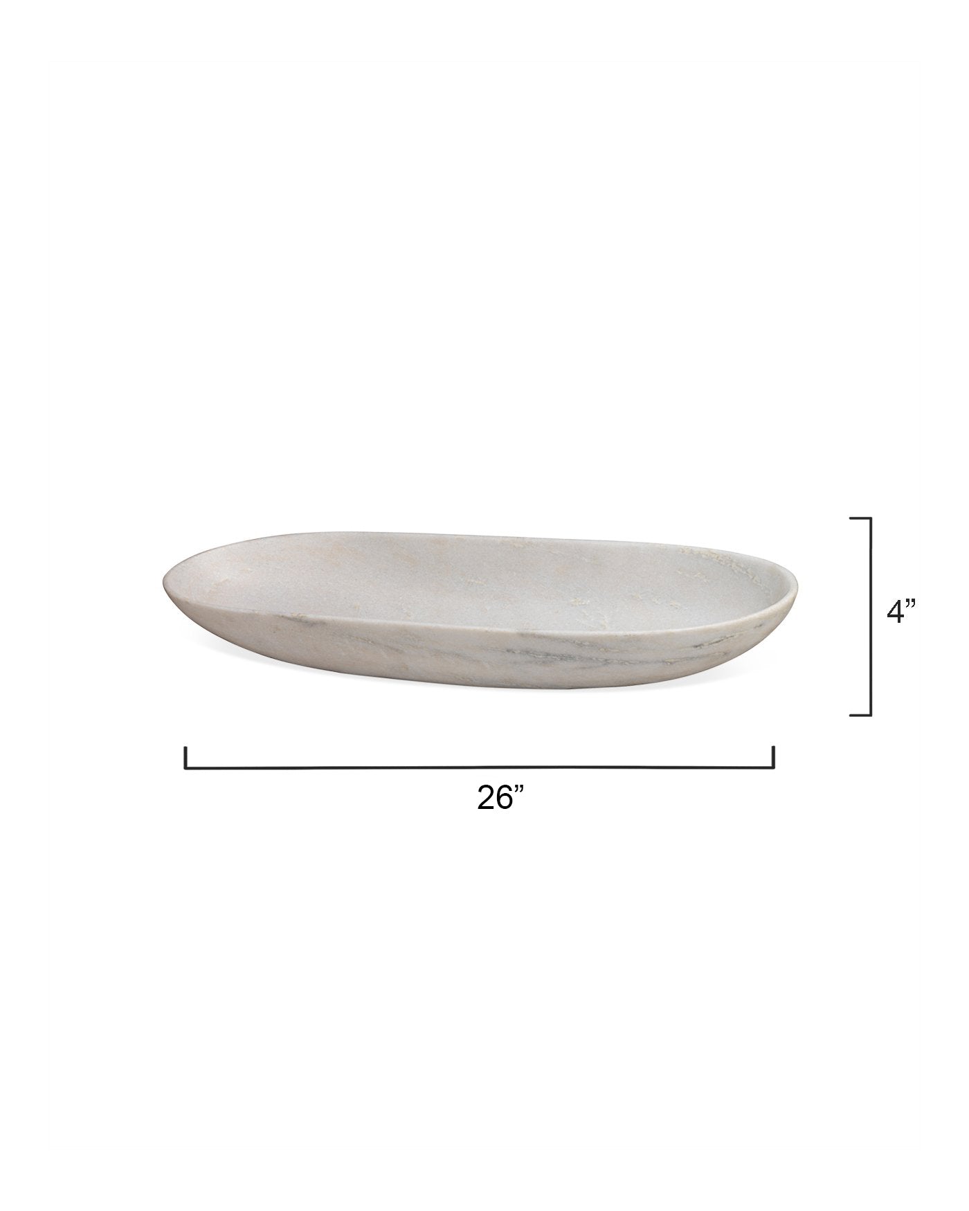 Long Oval Marble Bowl-White-7LONG-BOW