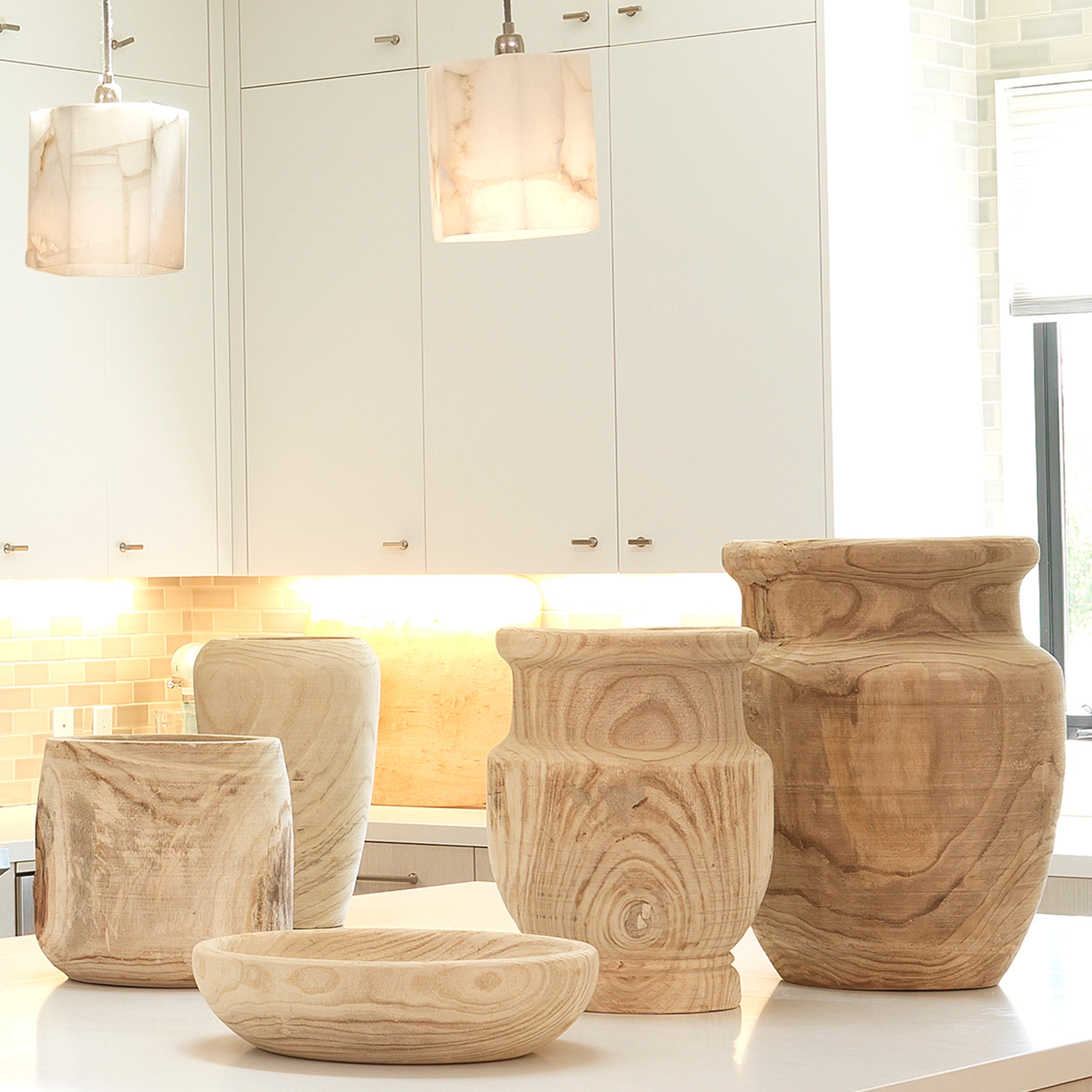 Ojai Wooden Vase-Brown
