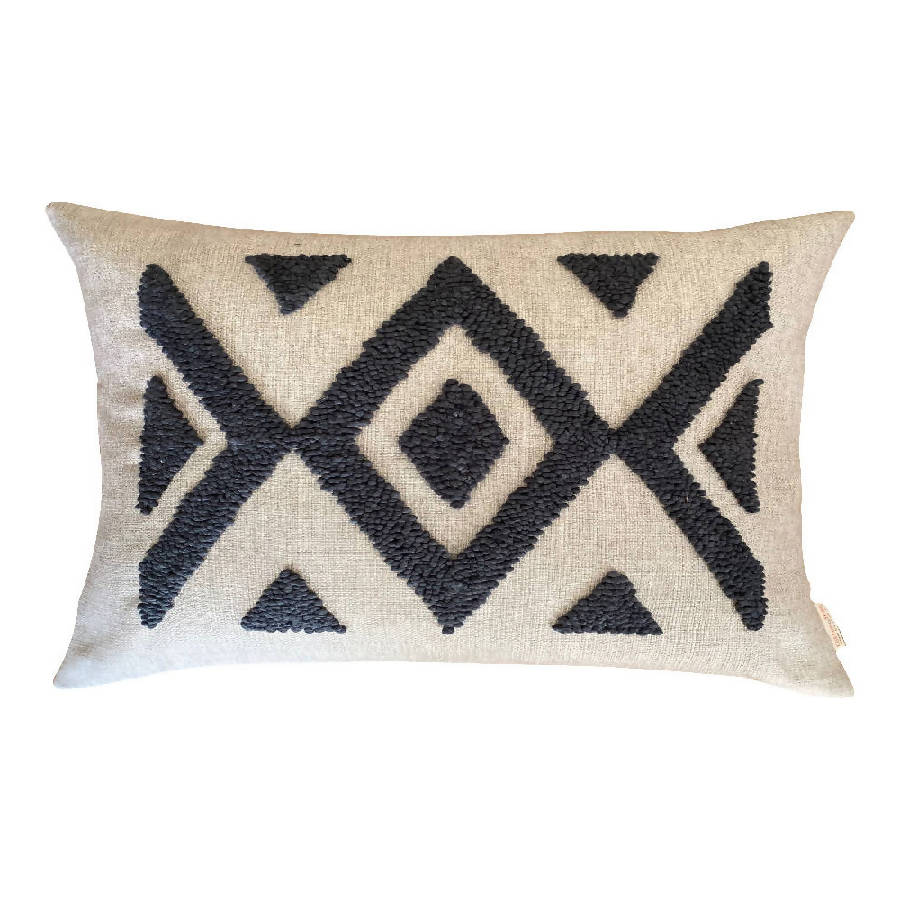 Powered by People Artful Traditionalist Bohemian Hand Stitched Embroidered Pillow Cover - 12 x 20