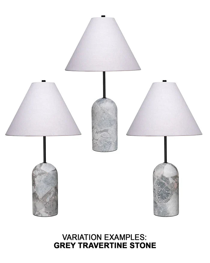 Holt Travertine Table Lamp with Linen Shade
