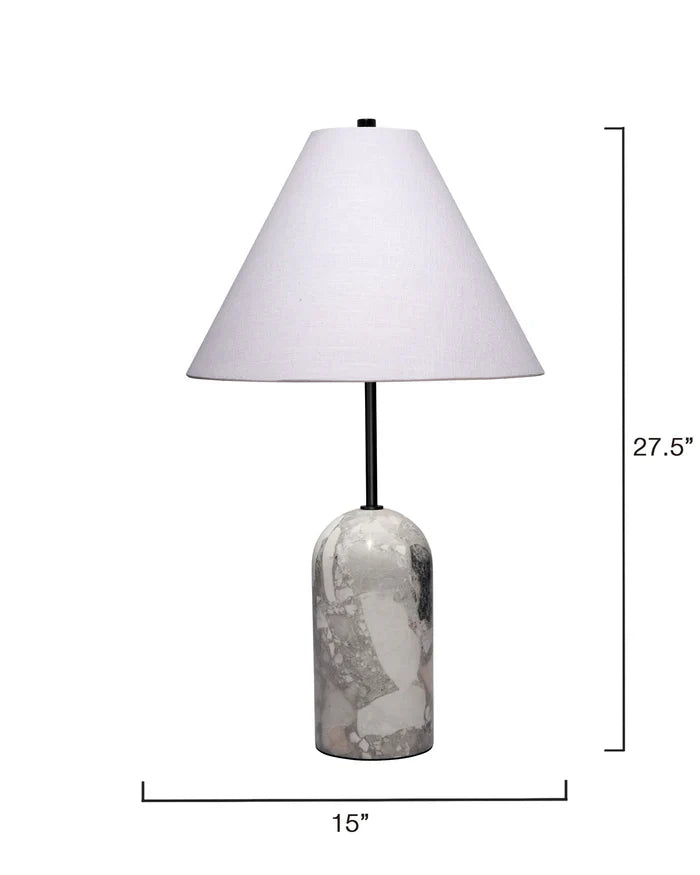 Holt Travertine Table Lamp with Linen Shade