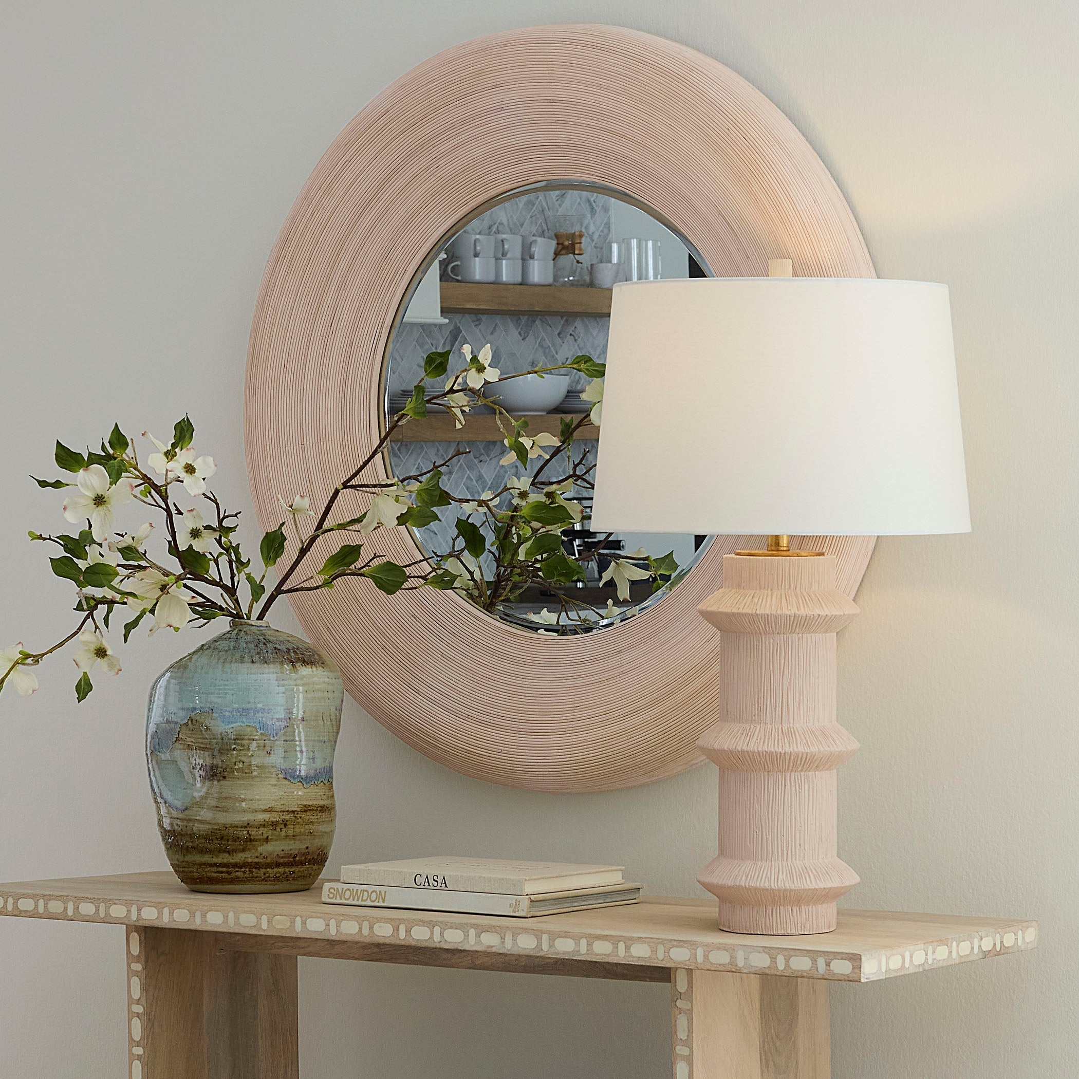 Trousdale Polyresin Table Lamp with Linen Shade