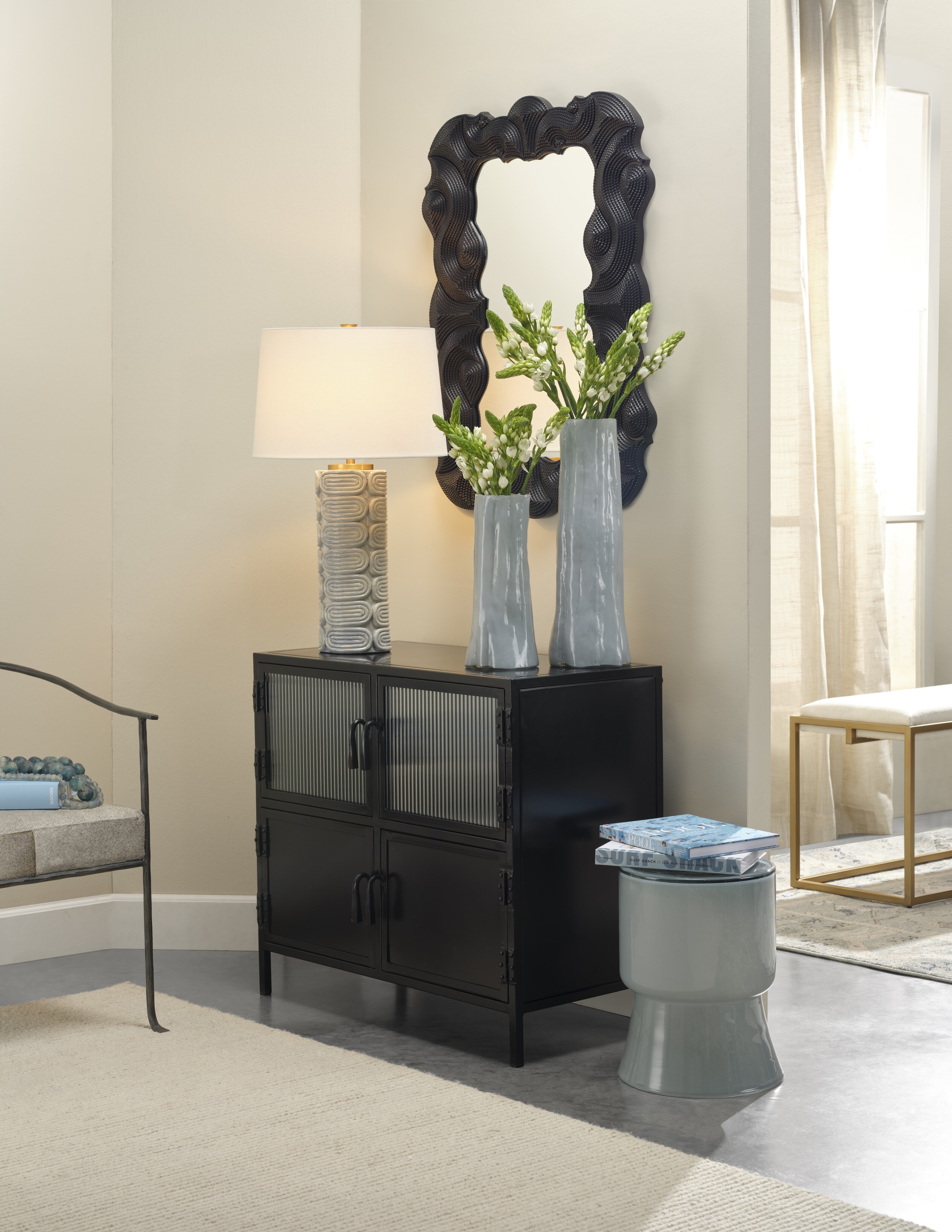 Wright Table Lamp in Light Blue Reactive Glaze