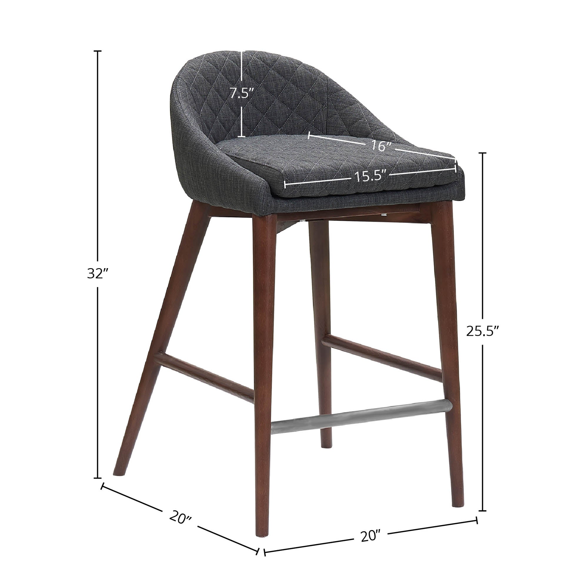 Mila Counter Stool - Dark Grey Set of 2