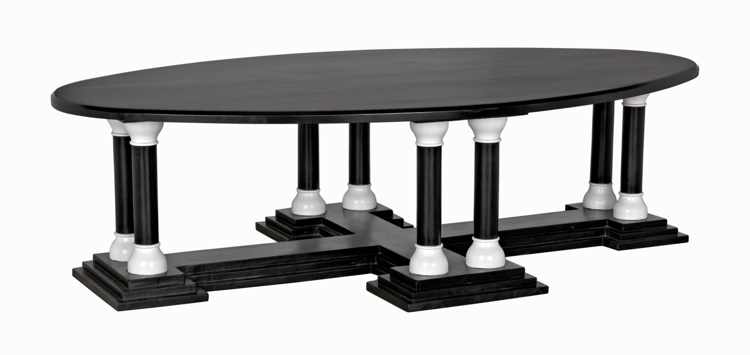 Desoto Coffee Table, Hand Rubbed Black and Solid White