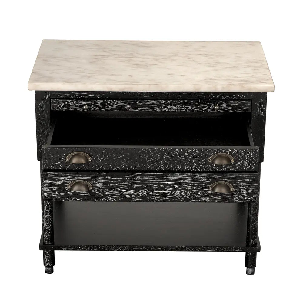 Artemio Side Table With Marble Top, Black Walnut