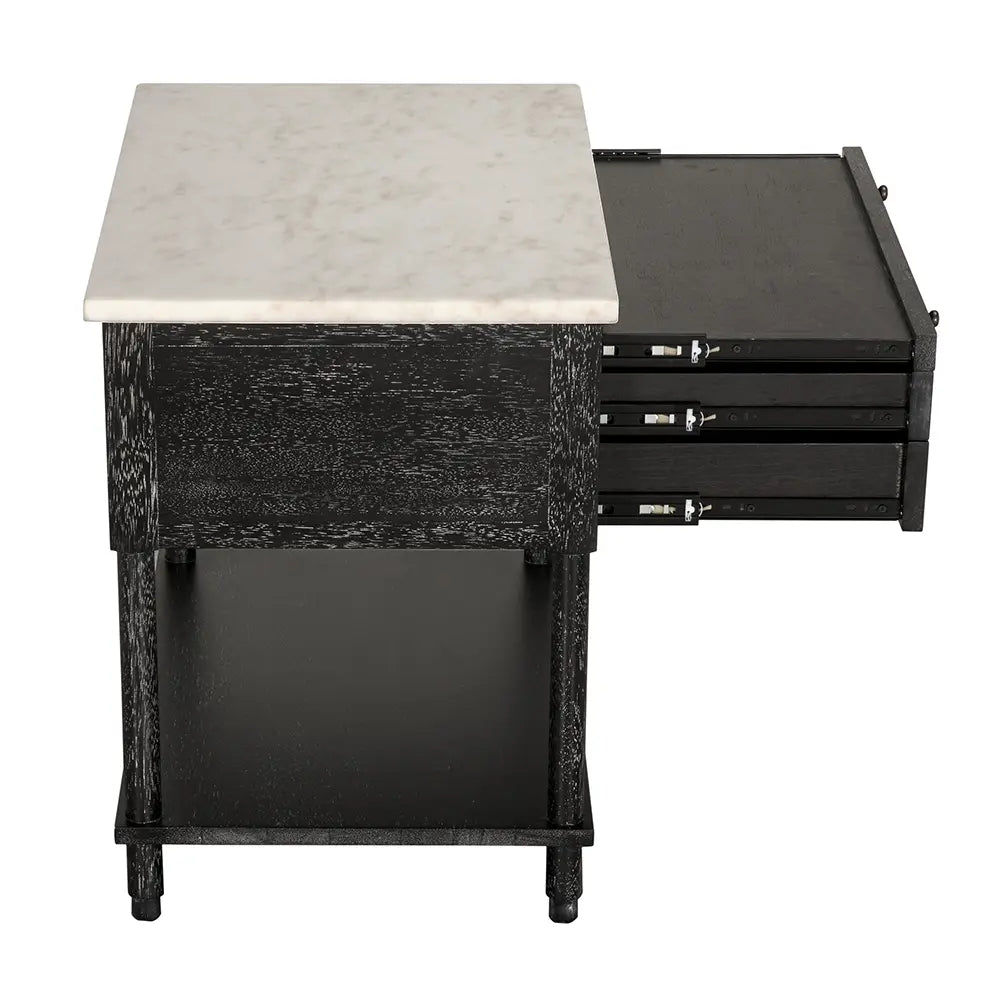 Artemio Side Table With Marble Top, Black Walnut