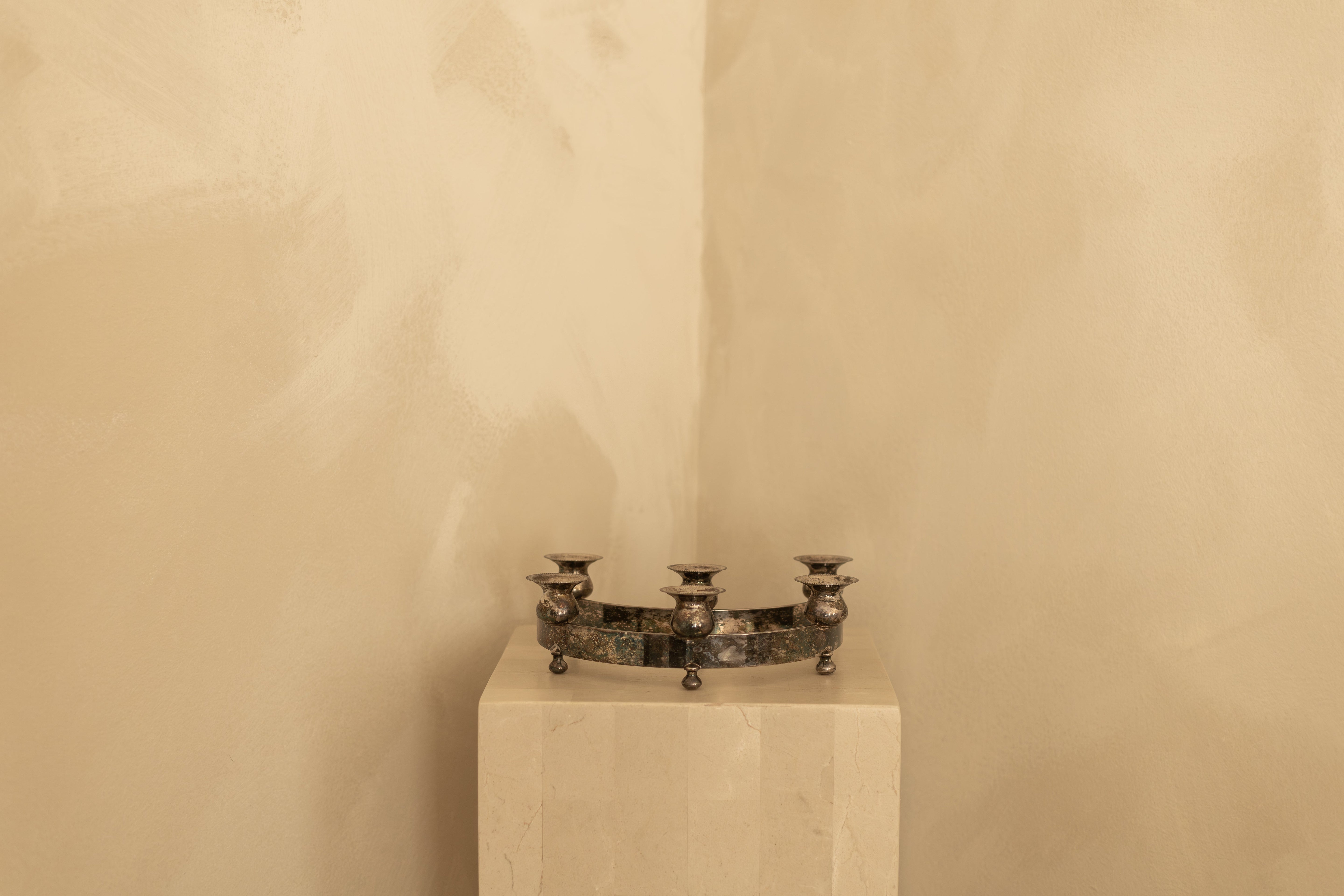 Danish Silver Rounded Candle Holder Pair