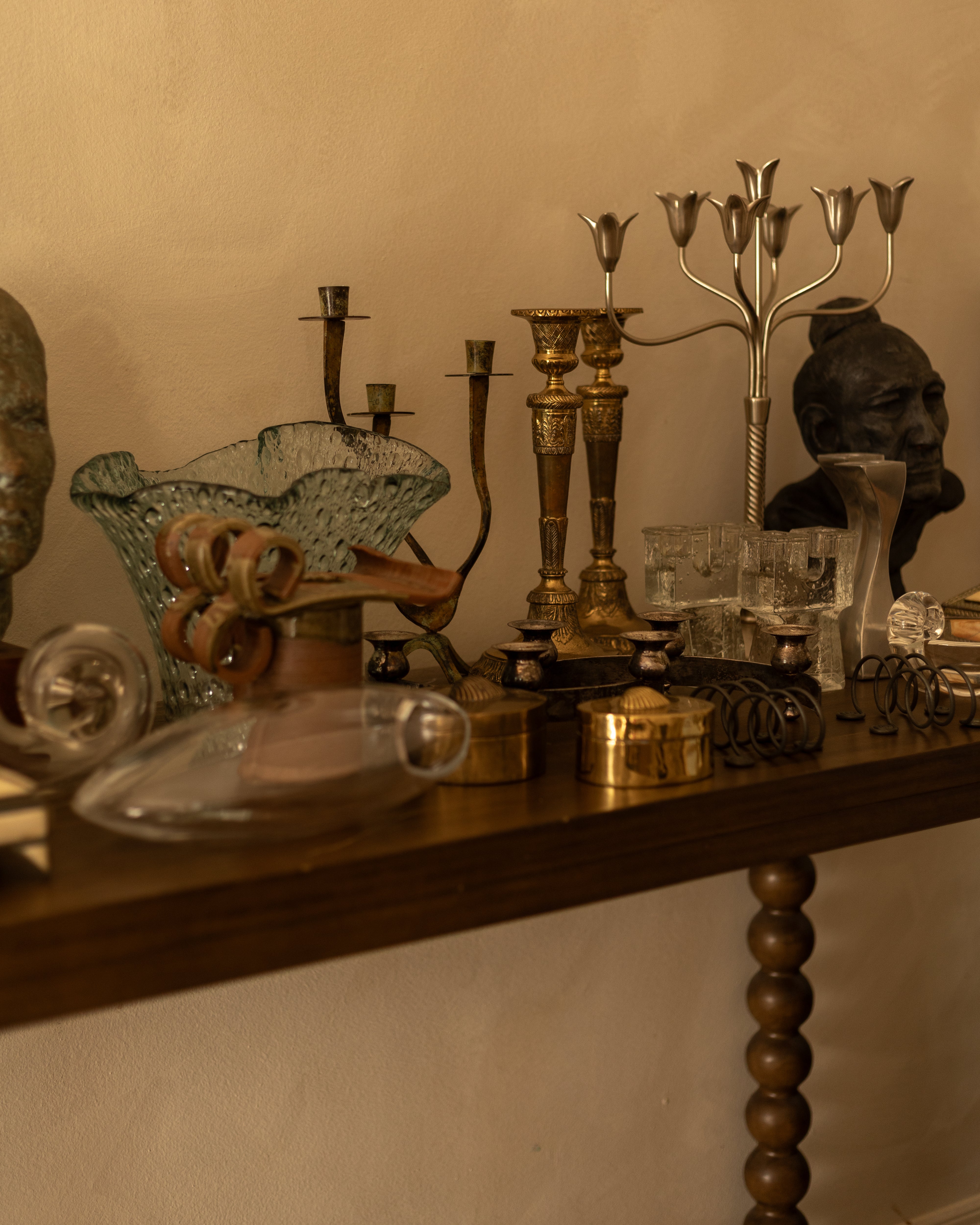 Danish Silver Rounded Candle Holder Pair