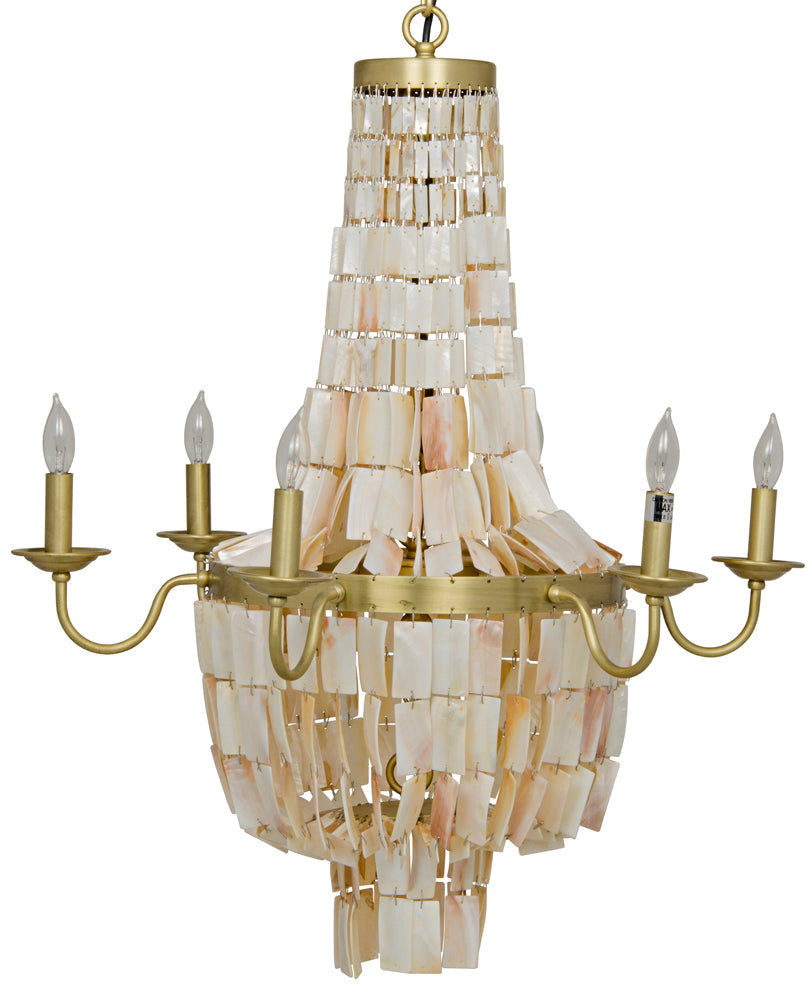 Bijou Chandelier, Antique Brass, Metal and Shells
