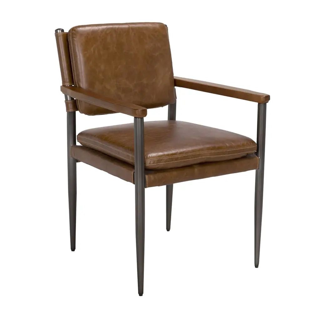Wooster Dining Chair With Arms, Brown