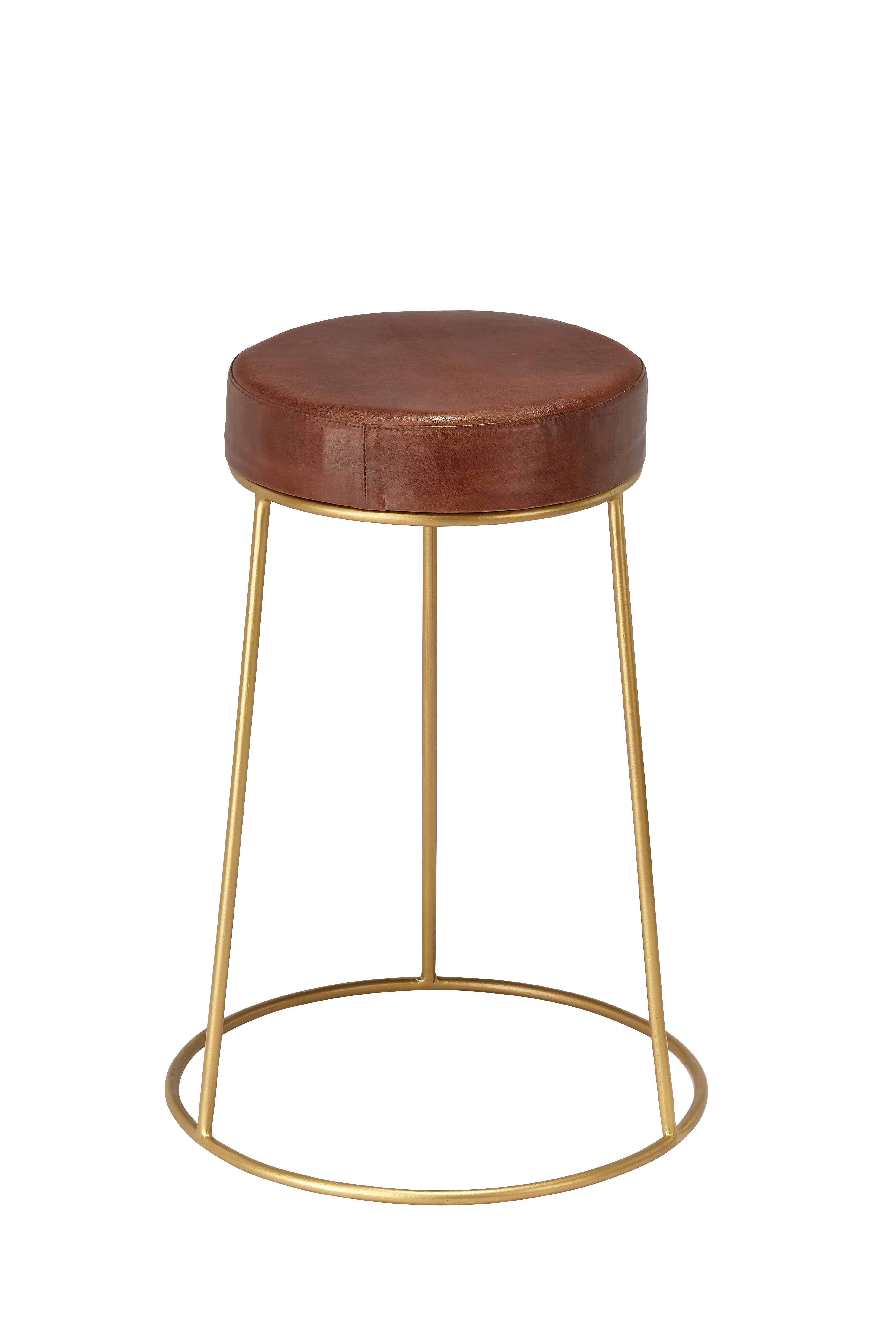 Henry Round Leather Counter Stool