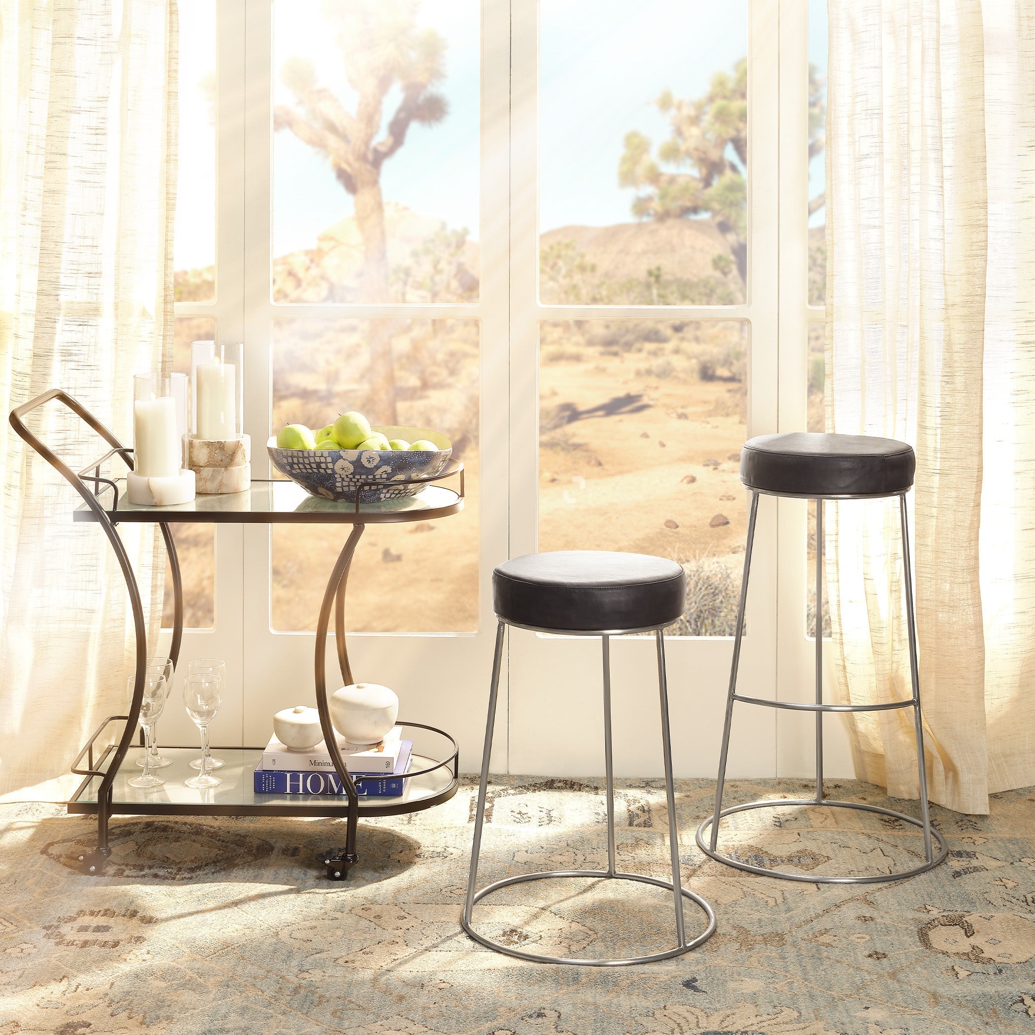 Henry Round Leather Counter Stool
