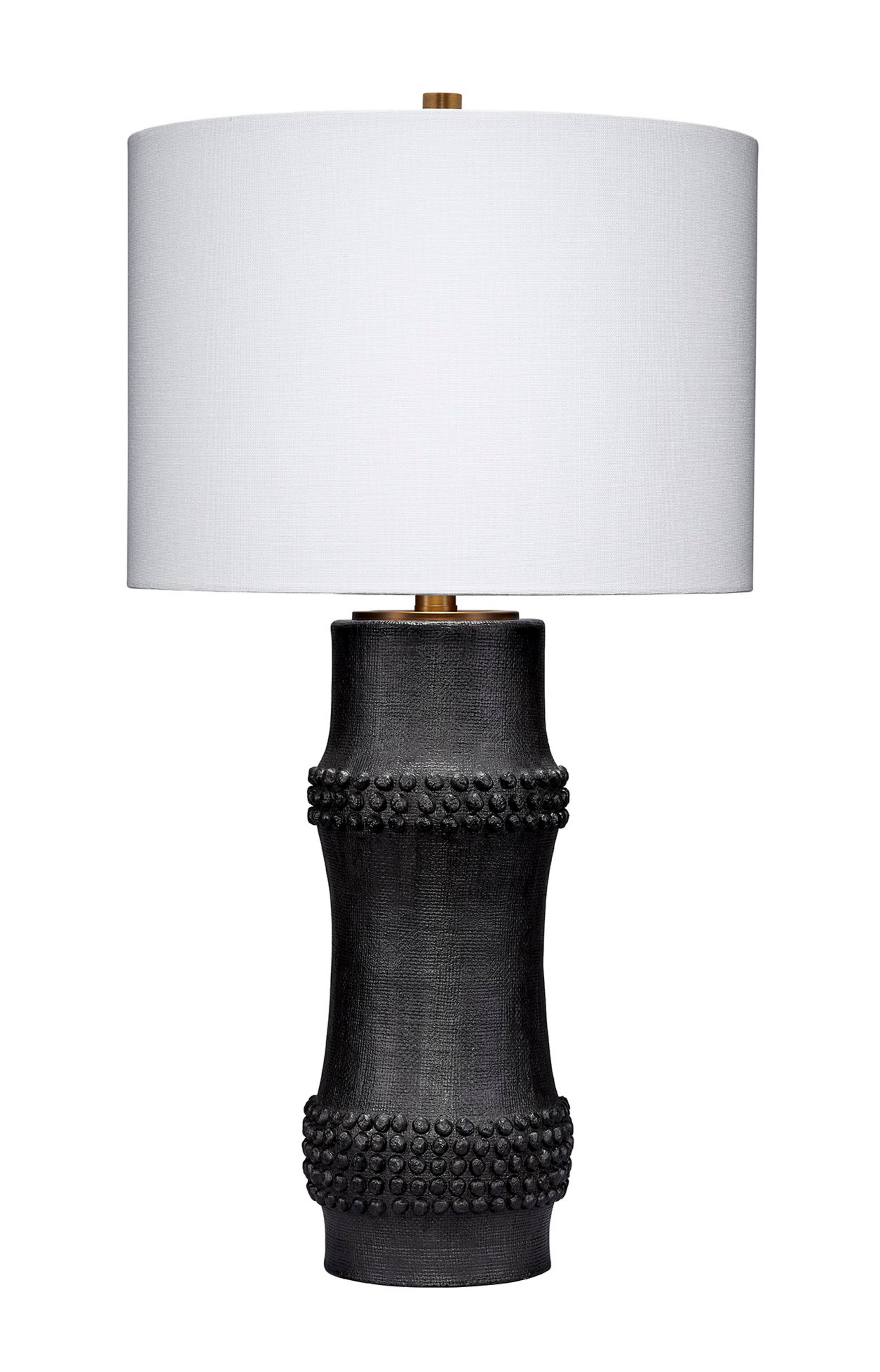 Rail Polyresin Table Lamp with Linen Shade