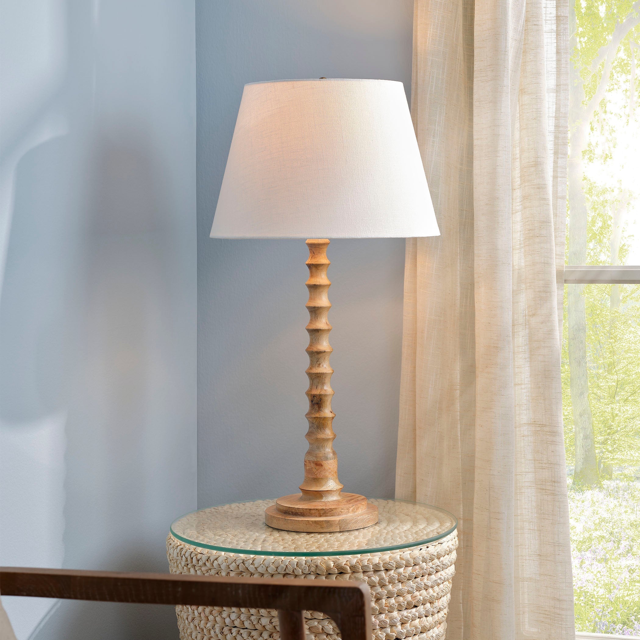 Revolution Wood Table Lamp with Linen Shade