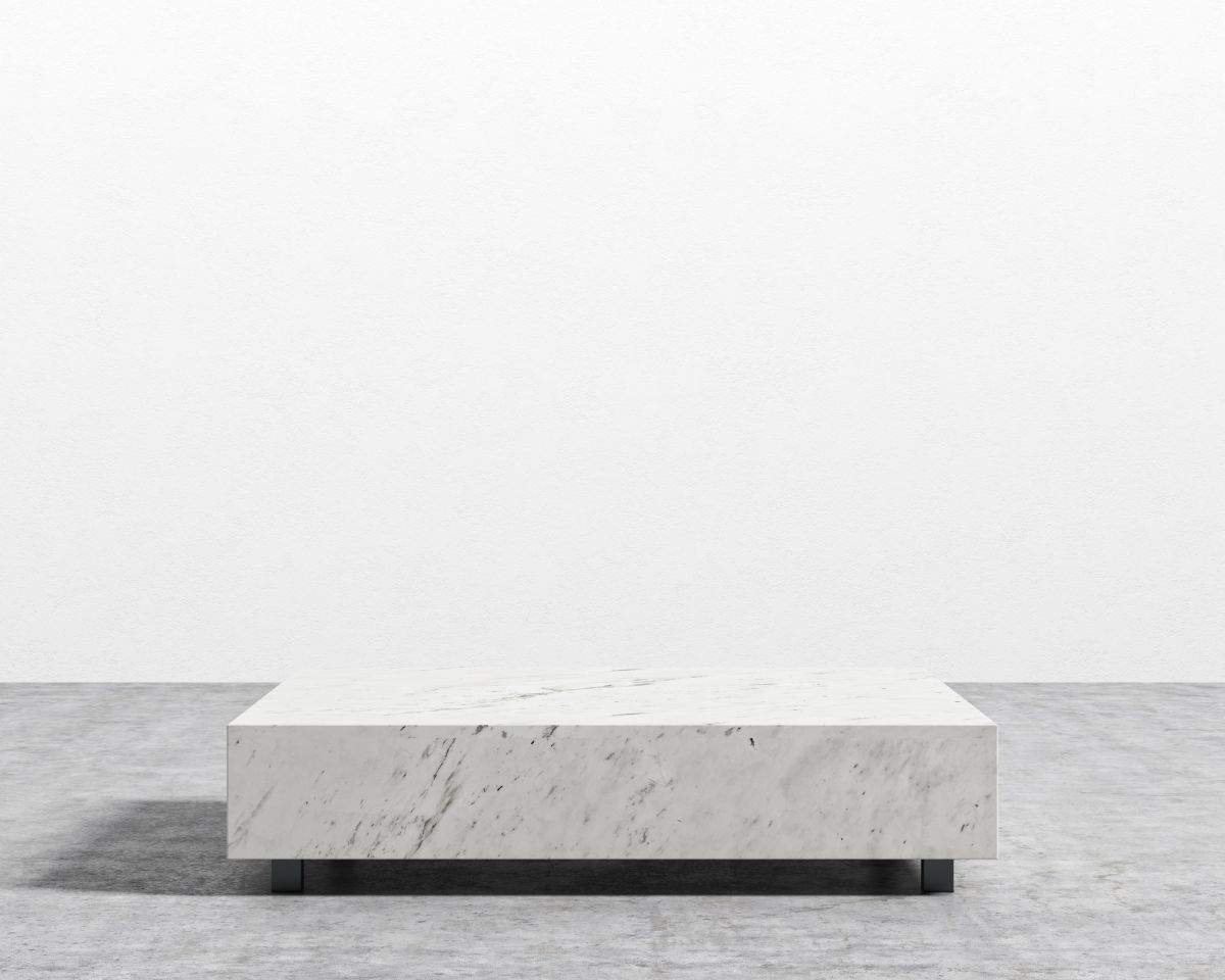 Liza Marble Coffee Table - White, 40"x40"