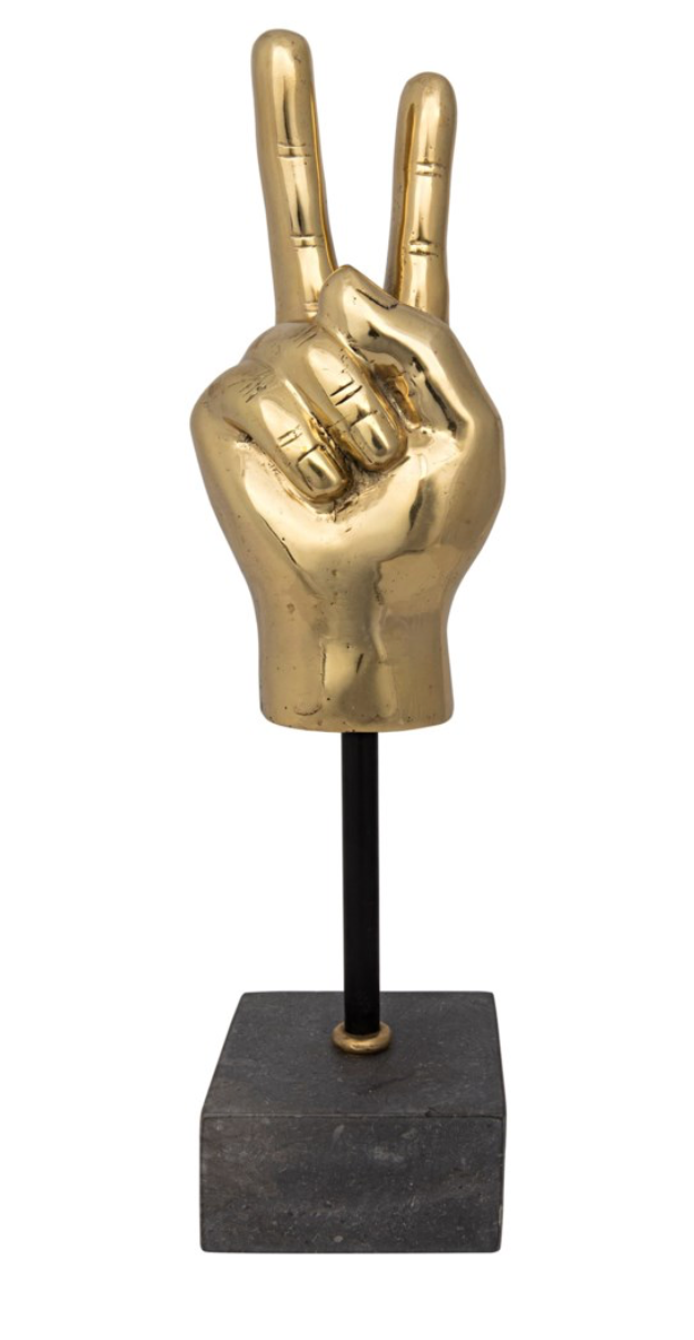 Peace Sign on Stand, Brass