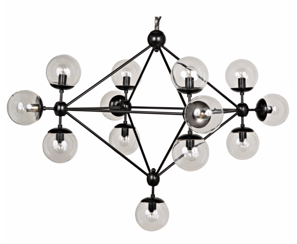 Pluto Chandelier, Black Metal, Small