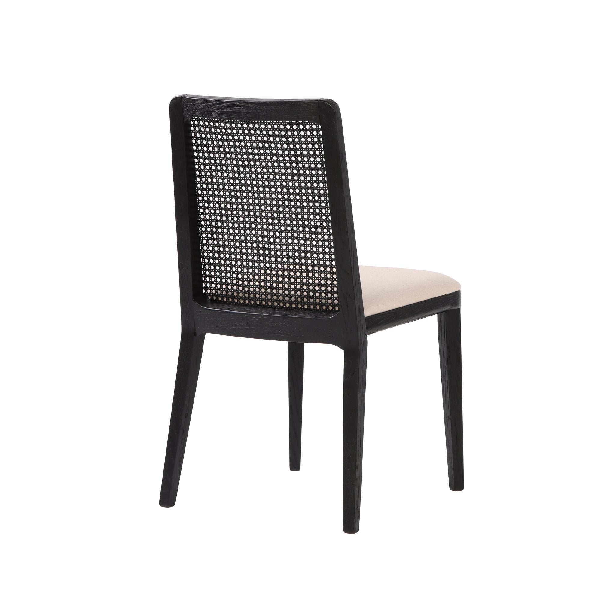 Cane Dining Chair - Oyster Linen/Black Legs - Set of 2
