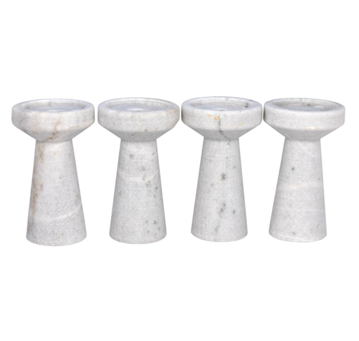 Aleka Decorative Candle Holder, Set/4, A, White Marble