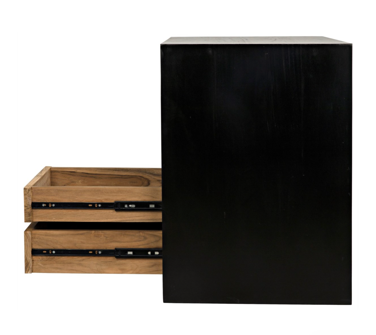 Burton Side Table, Left, Hand Rubbed Black and Teak