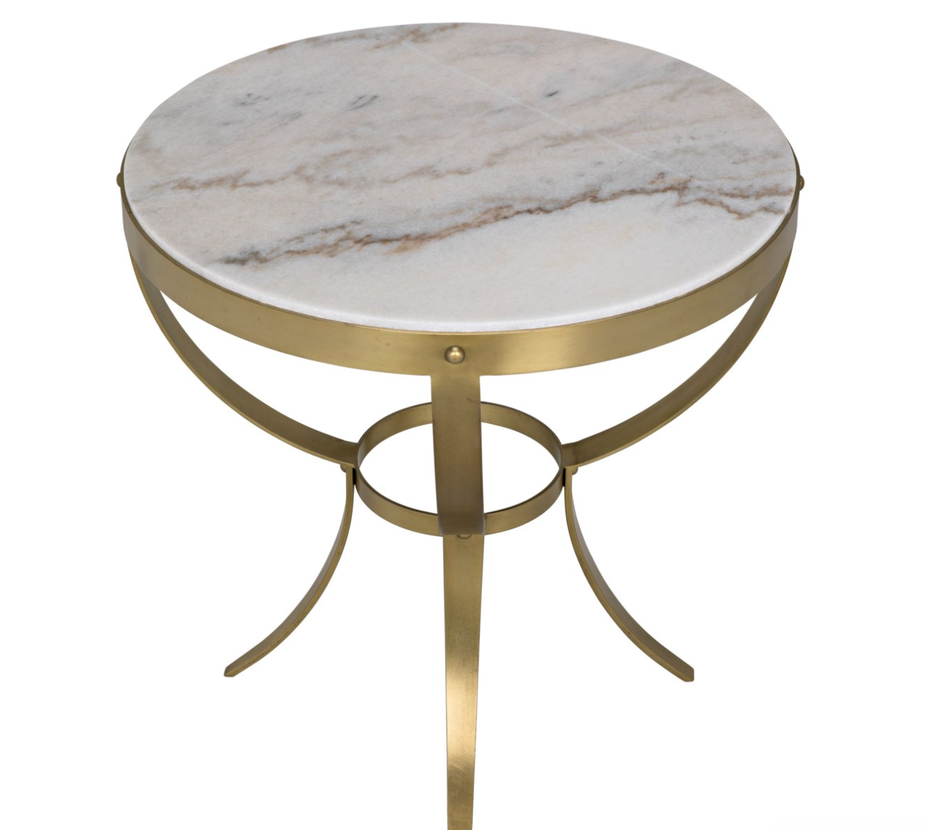 Byron Side Table, Antique Brass and Stone