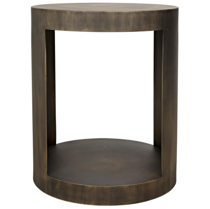 Chrysler Side Table, Metal w/Aged Brass Finish