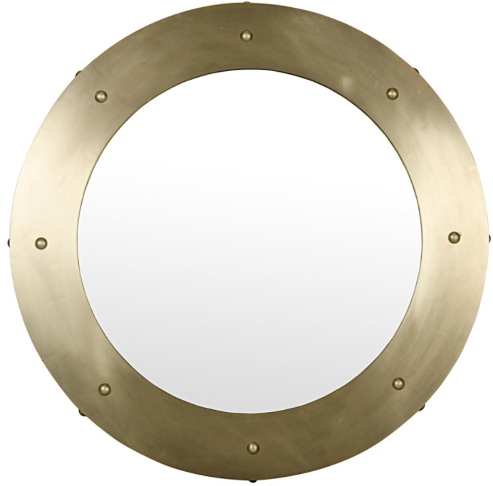 Clay Mirror, Large, Antique Brass