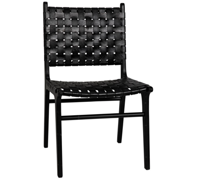 Dede Dining Chair, Leather, Black