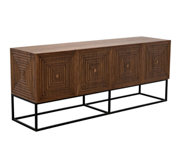 Lanon Sideboard with Metal Base, Dark Walnut