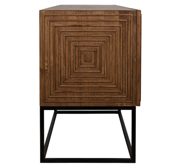 Lanon Sideboard with Metal Base, Dark Walnut