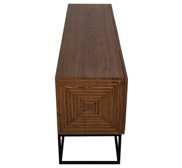 Lanon Sideboard with Metal Base, Dark Walnut