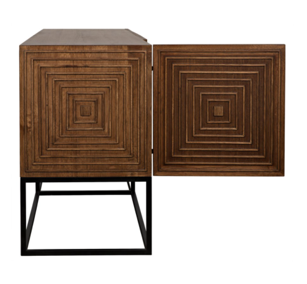 Lanon Sideboard with Metal Base, Dark Walnut
