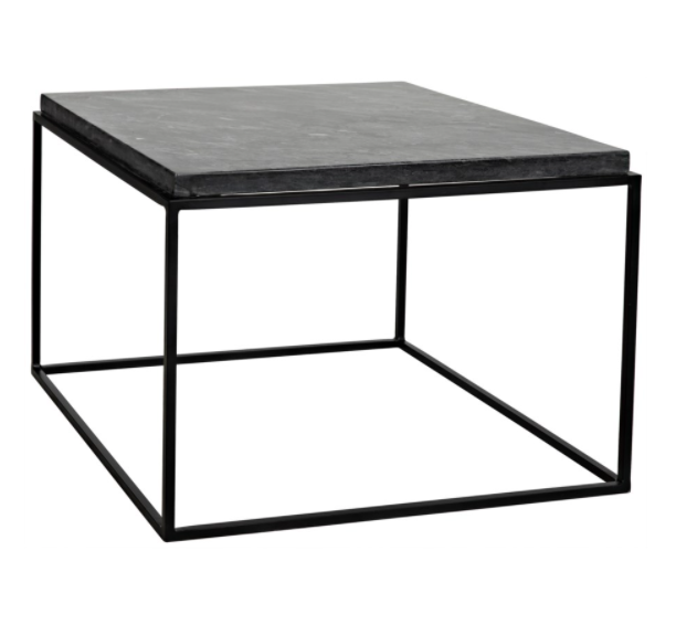 Lomax Coffee Table, Black Metal Finish with Black Stone