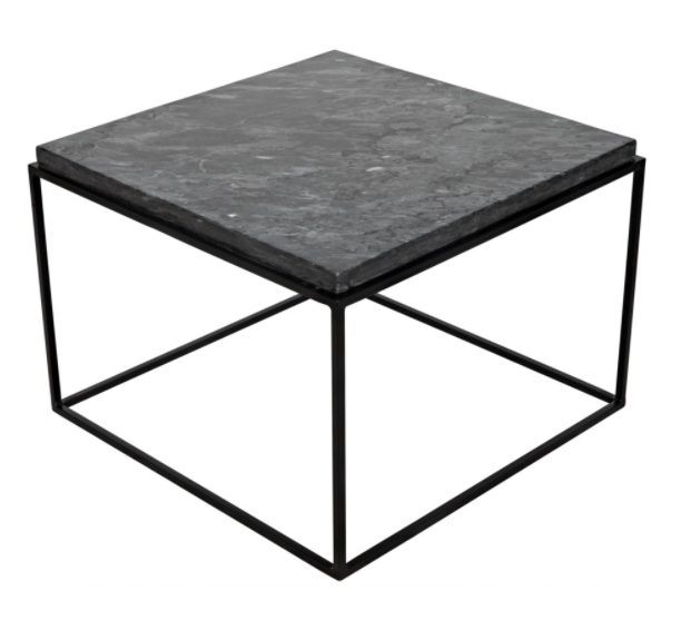 Lomax Coffee Table, Black Metal Finish with Black Stone