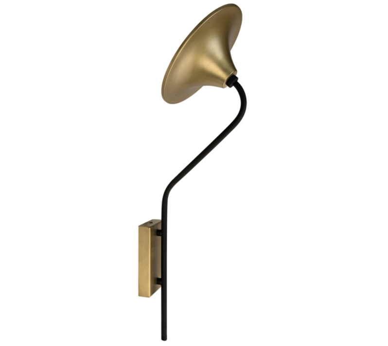 Messala Sconce, Black Metal and Brass Finish
